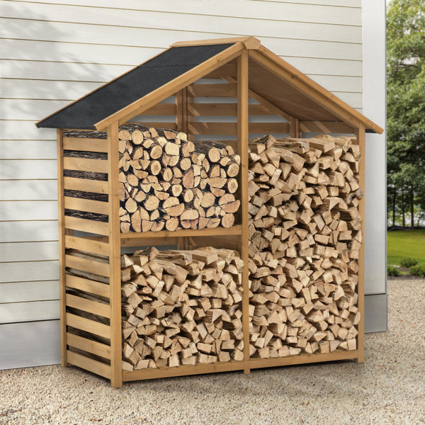 Sunjoy 69" Firewood Log Rack, Large Capacity Outdoor Solid Cedar Wood Firewood Storage & Reviews